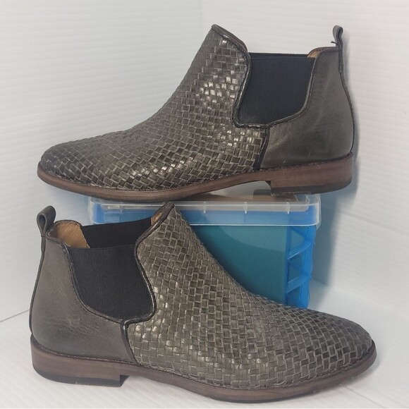 Sutro Seal of the Sutro San Francisco Woven Greenish Leather Booties Womens  6 - Picture 2 of 11